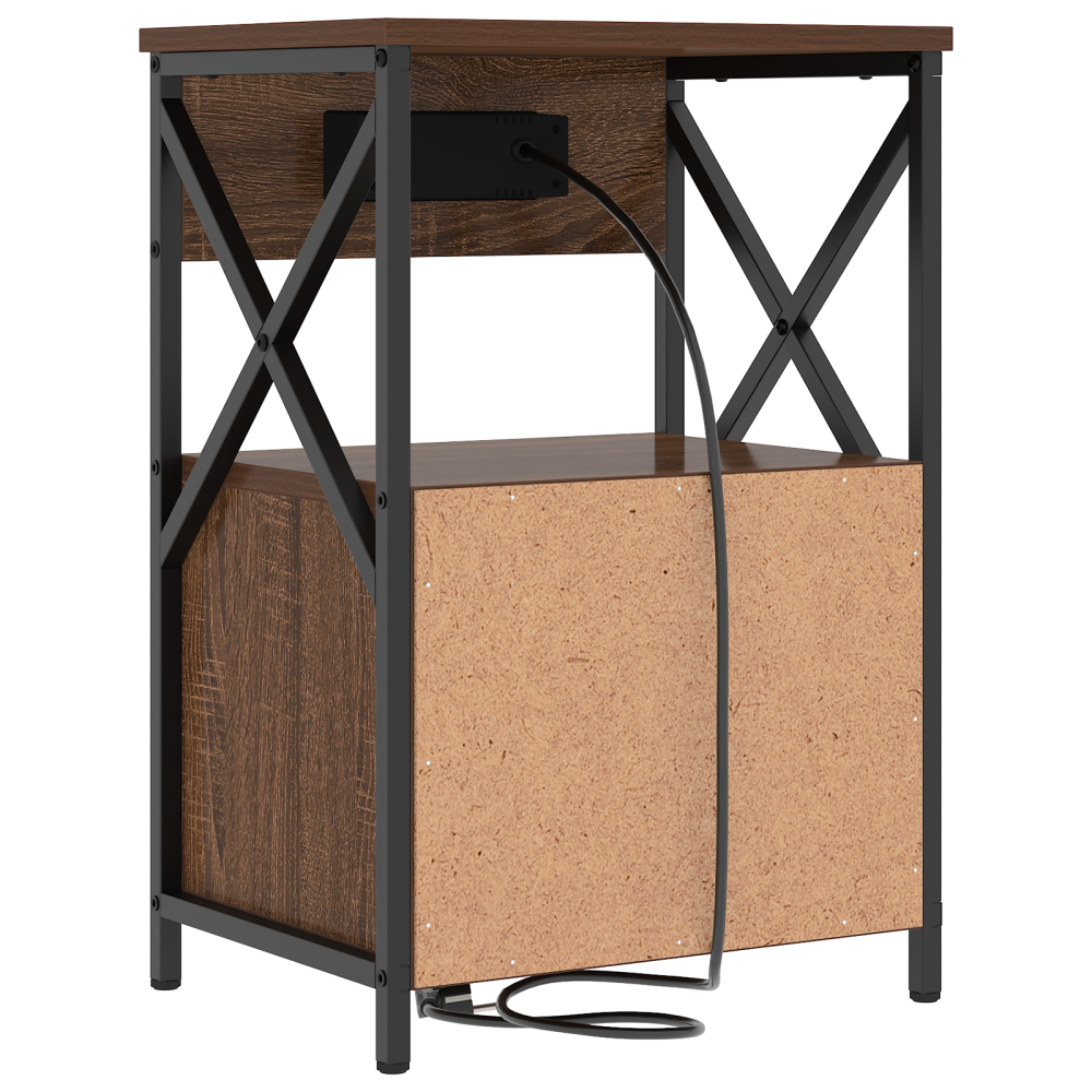 Produktbild för Nattduksbord 2 pcs Brun Ek 40 x 31 x 60 cm Konstruerat trä
