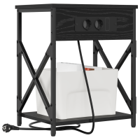 Produktbild för Nattduksbord Svart Ek 41 x 31 x 51 cm Konstruerat trä