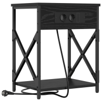 Produktbild för Nattduksbord 2 pcs Svart Ek 41 x 31 x 51 cm Konstruerat trä