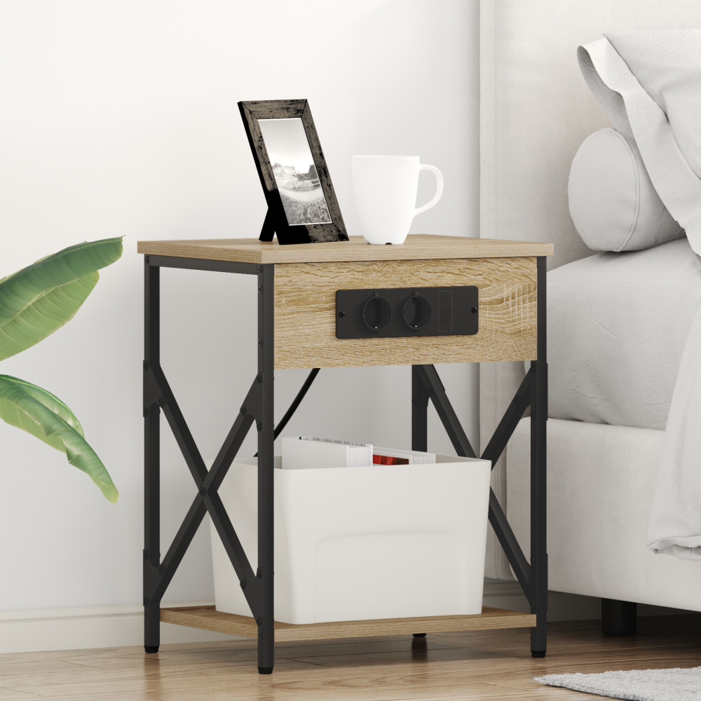 Produktbild för Nattduksbord Sonoma-ek 41 x 31 x 51 cm Konstruerat trä