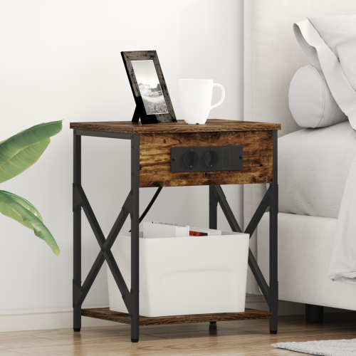 vidaXL Nattduksbord 2 pcs Rökt ek 41 x 31 x 51 cm Konstruerat trä