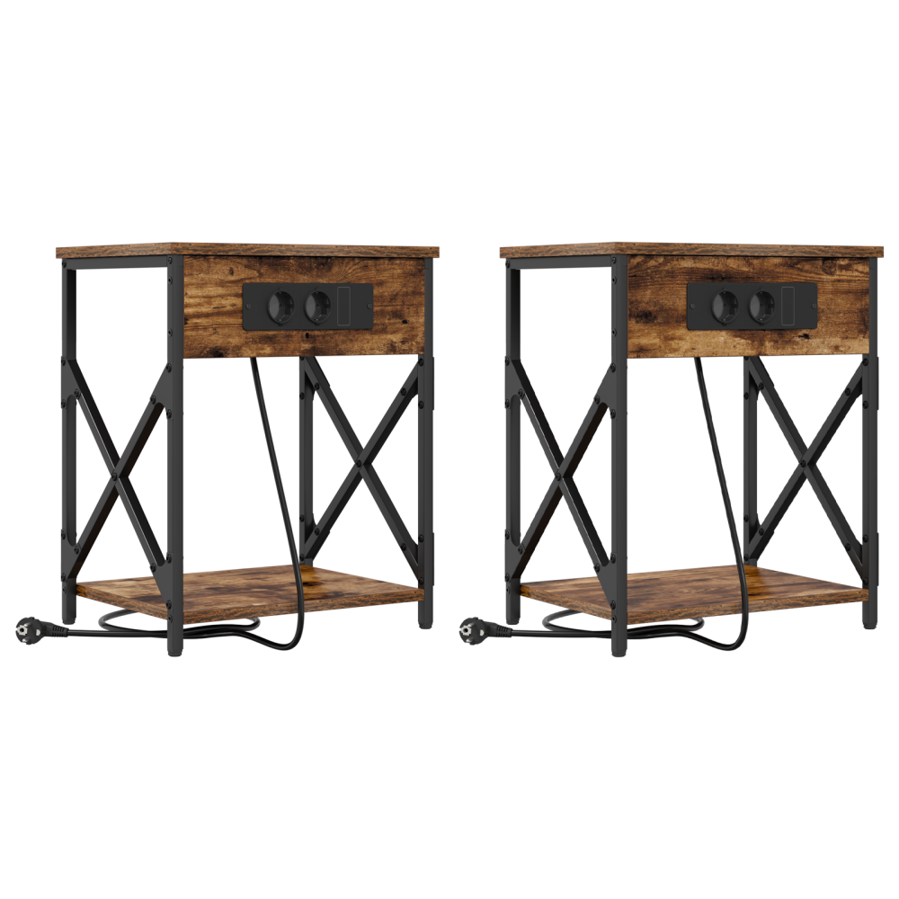 Produktbild för Nattduksbord 2 pcs Rökt ek 41 x 31 x 51 cm Konstruerat trä
