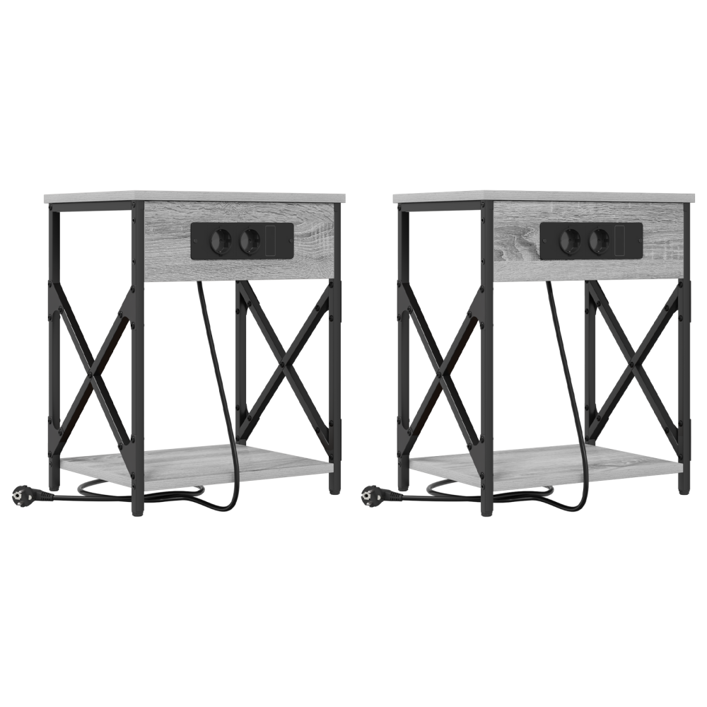 Produktbild för Nattduksbord 2 pcs Grå Sonoma 41 x 31 x 51 cm Konstruerat trä