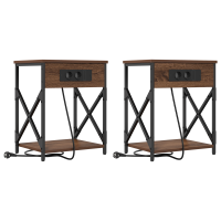 Produktbild för Nattduksbord 2 pcs Brun Ek 41 x 31 x 51 cm Konstruerat trä