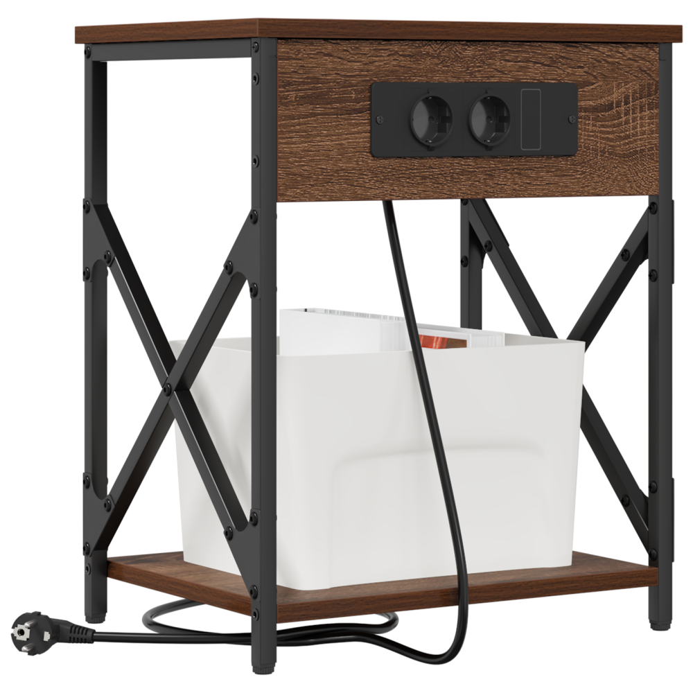 Produktbild för Nattduksbord 2 pcs Brun Ek 41 x 31 x 51 cm Konstruerat trä