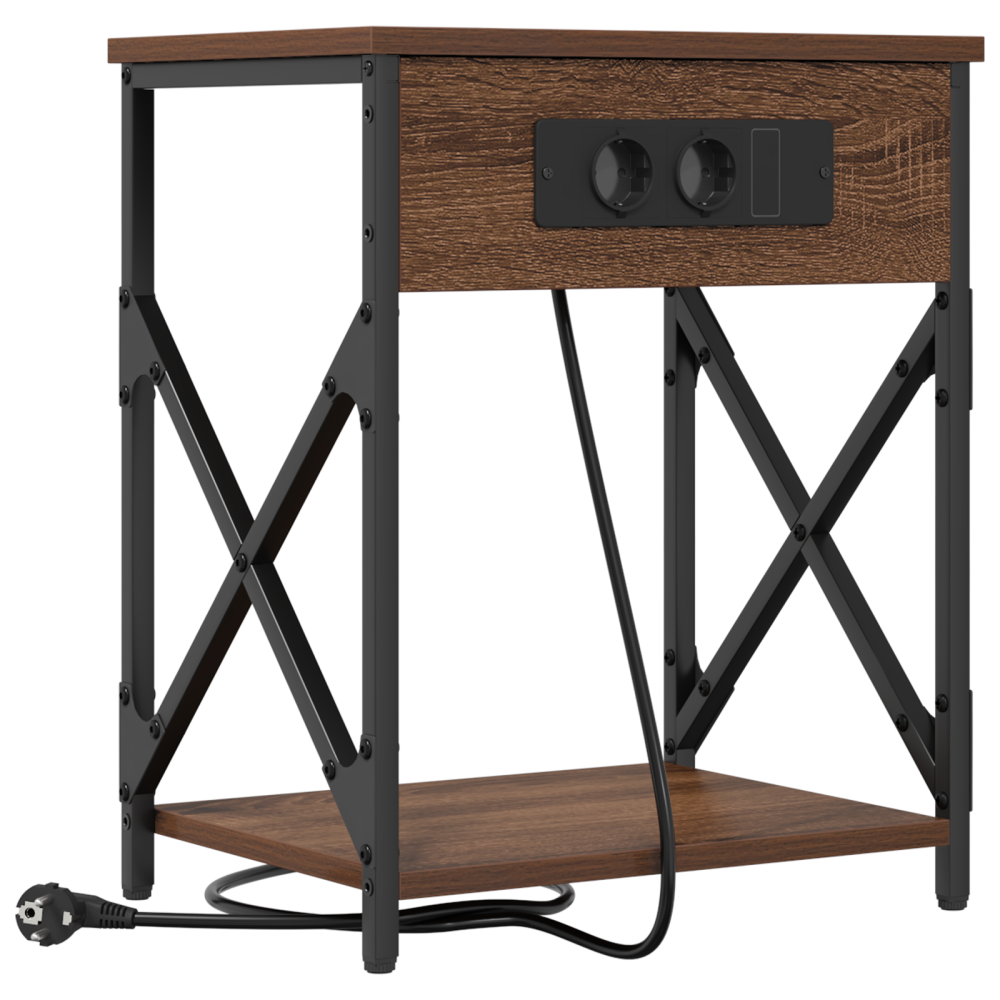 Produktbild för Nattduksbord 2 pcs Brun Ek 41 x 31 x 51 cm Konstruerat trä