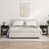 Produktbild för Nattduksbord med hylla Svart Ek 41 x 31 x 51 cm Konstruerat trä