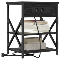 Produktbild för Nattduksbord 2 pcs Svart Ek 41 x 31 x 51 cm Konstruerat trä