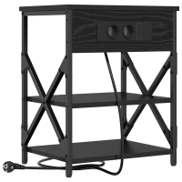 Produktbild för Nattduksbord 2 pcs Svart Ek 41 x 31 x 51 cm Konstruerat trä