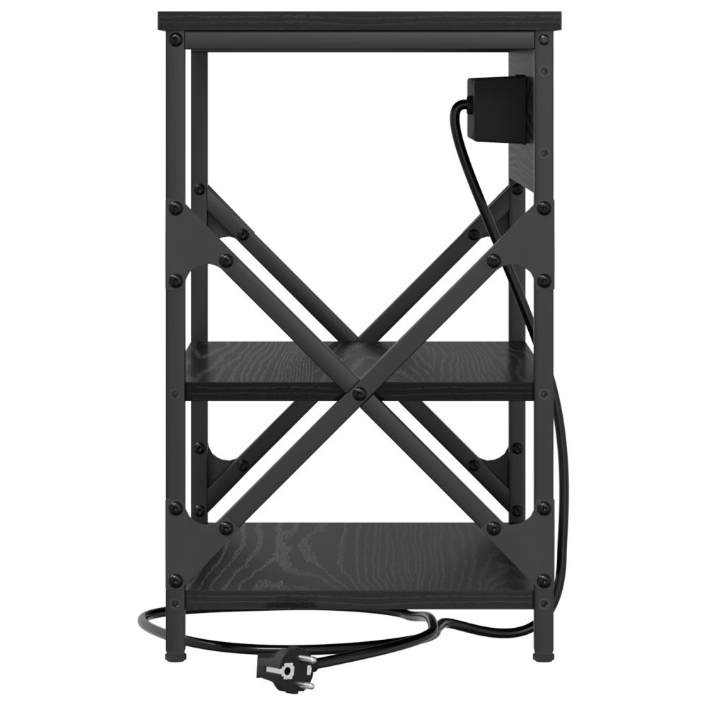 Produktbild för Nattduksbord 2 pcs Svart Ek 41 x 31 x 51 cm Konstruerat trä