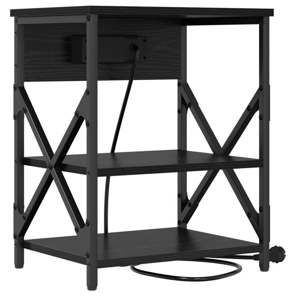 Produktbild för Nattduksbord 2 pcs Svart Ek 41 x 31 x 51 cm Konstruerat trä