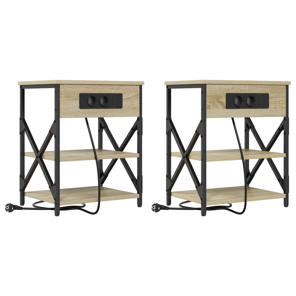 Produktbild för Nattduksbord 2 pcs Sonoma-ek 41 x 31 x 51 cm Konstruerat trä