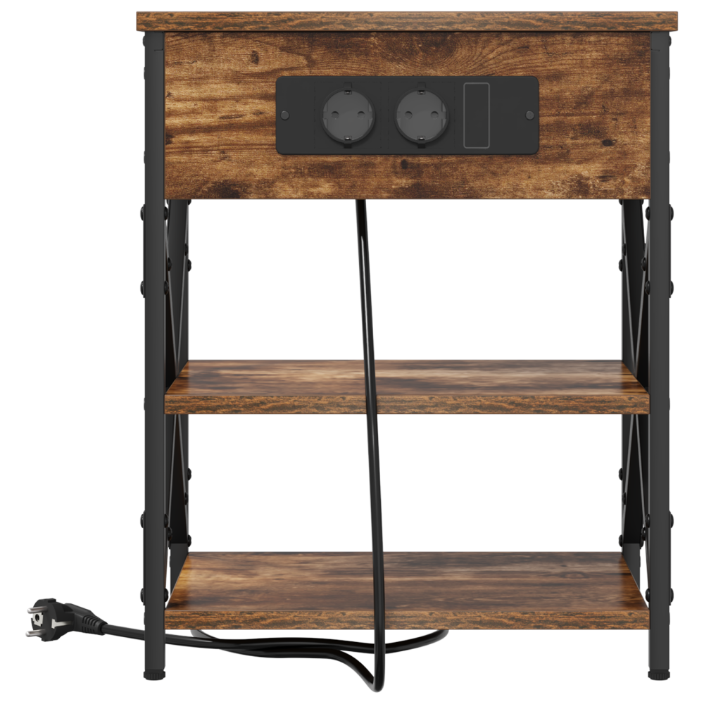 Produktbild för Nattduksbord med hylla Rökt ek 41 x 31 x 51 cm Konstruerat trä