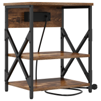 Produktbild för Nattduksbord med hylla Rökt ek 41 x 31 x 51 cm Konstruerat trä
