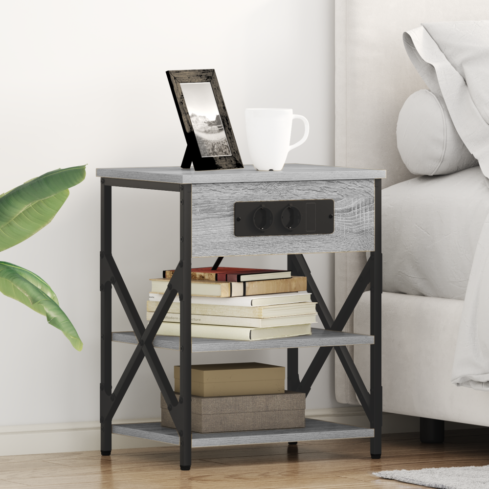 Produktbild för Nattduksbord 2 pcs Grå Sonoma 41 x 31 x 51 cm Konstruerat trä