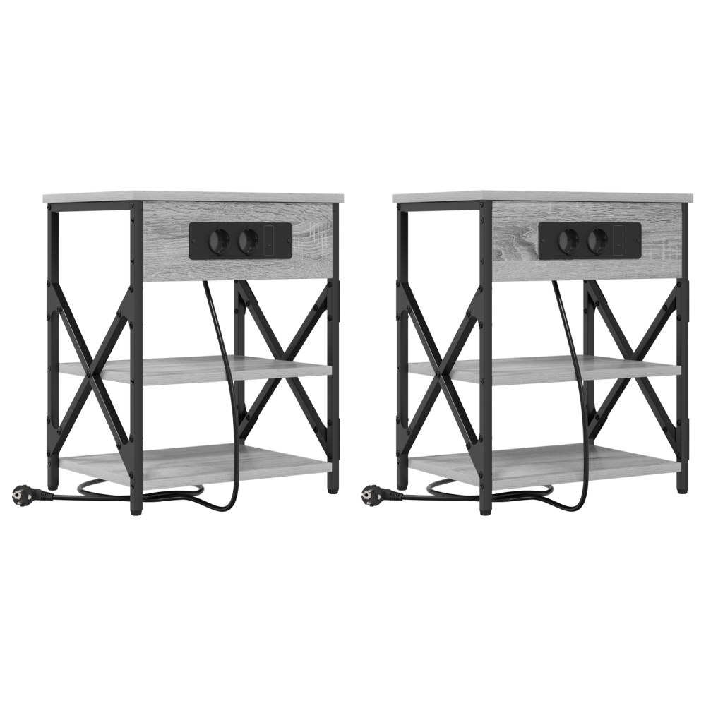 Produktbild för Nattduksbord 2 pcs Grå Sonoma 41 x 31 x 51 cm Konstruerat trä