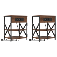Produktbild för Nattduksbord 2 pcs Brun Ek 41 x 31 x 51 cm Konstruerat trä
