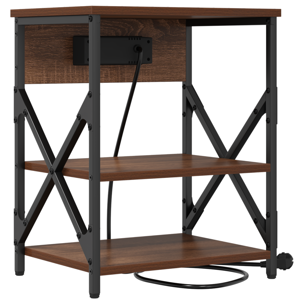 Produktbild för Nattduksbord 2 pcs Brun Ek 41 x 31 x 51 cm Konstruerat trä