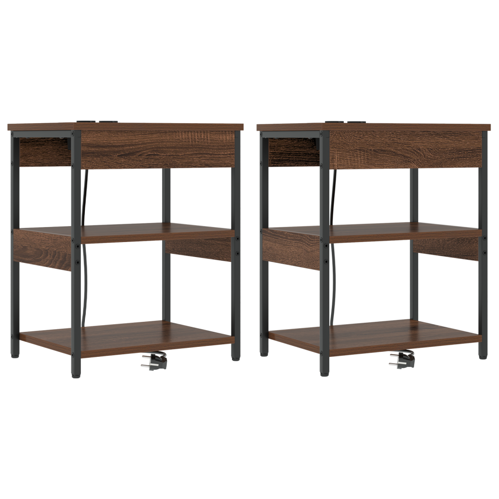 Produktbild för Nattduksbord 2 pcs Brun Ek 41 x 31 x 51 cm Konstruerat trä