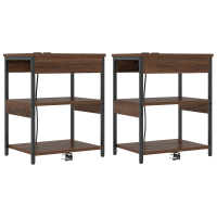 Produktbild för Nattduksbord 2 pcs Brun Ek 41 x 31 x 51 cm Konstruerat trä