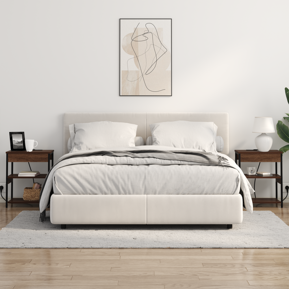 Produktbild för Nattduksbord 2 pcs Brun Ek 41 x 31 x 51 cm Konstruerat trä