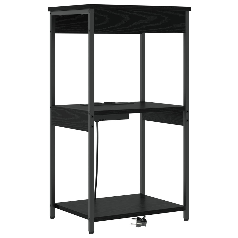 Produktbild för Nattduksbord med hylla Svart Ek 41 x 31 x 76 cm Konstruerat trä