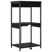 Produktbild för Nattduksbord med hylla Svart Ek 41 x 31 x 76 cm Konstruerat trä