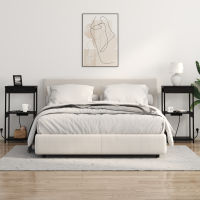 Produktbild för Nattduksbord med hylla Svart Ek 41 x 31 x 76 cm Konstruerat trä