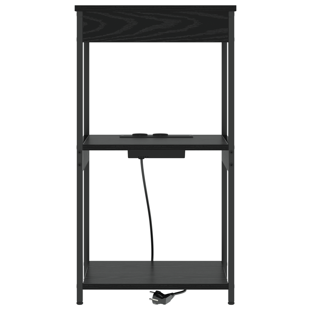 Produktbild för Nattduksbord med hylla Svart Ek 41 x 31 x 76 cm Konstruerat trä