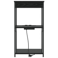 Produktbild för Nattduksbord med hylla Svart Ek 41 x 31 x 76 cm Konstruerat trä