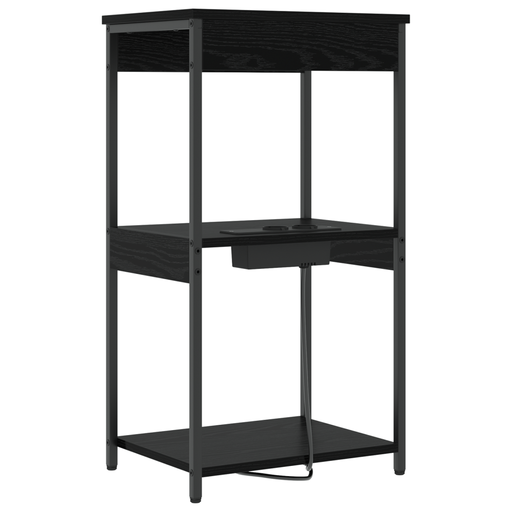 Produktbild för Nattduksbord med hylla Svart Ek 41 x 31 x 76 cm Konstruerat trä