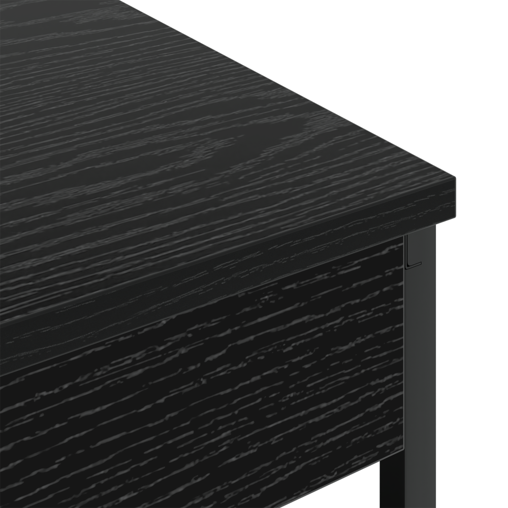 Produktbild för Nattduksbord med hylla Svart Ek 41 x 31 x 76 cm Konstruerat trä
