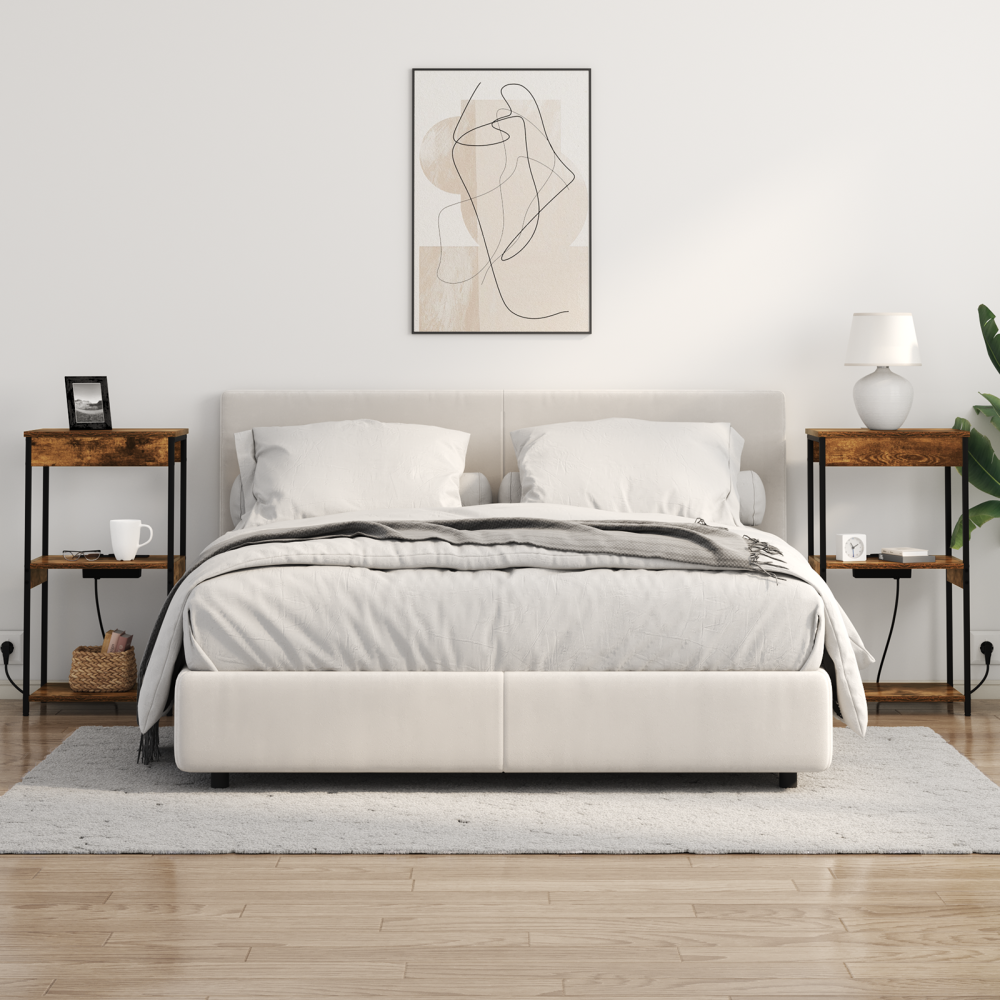 Produktbild för Nattduksbord med hylla Rökt ek 41 x 31 x 76 cm Konstruerat trä