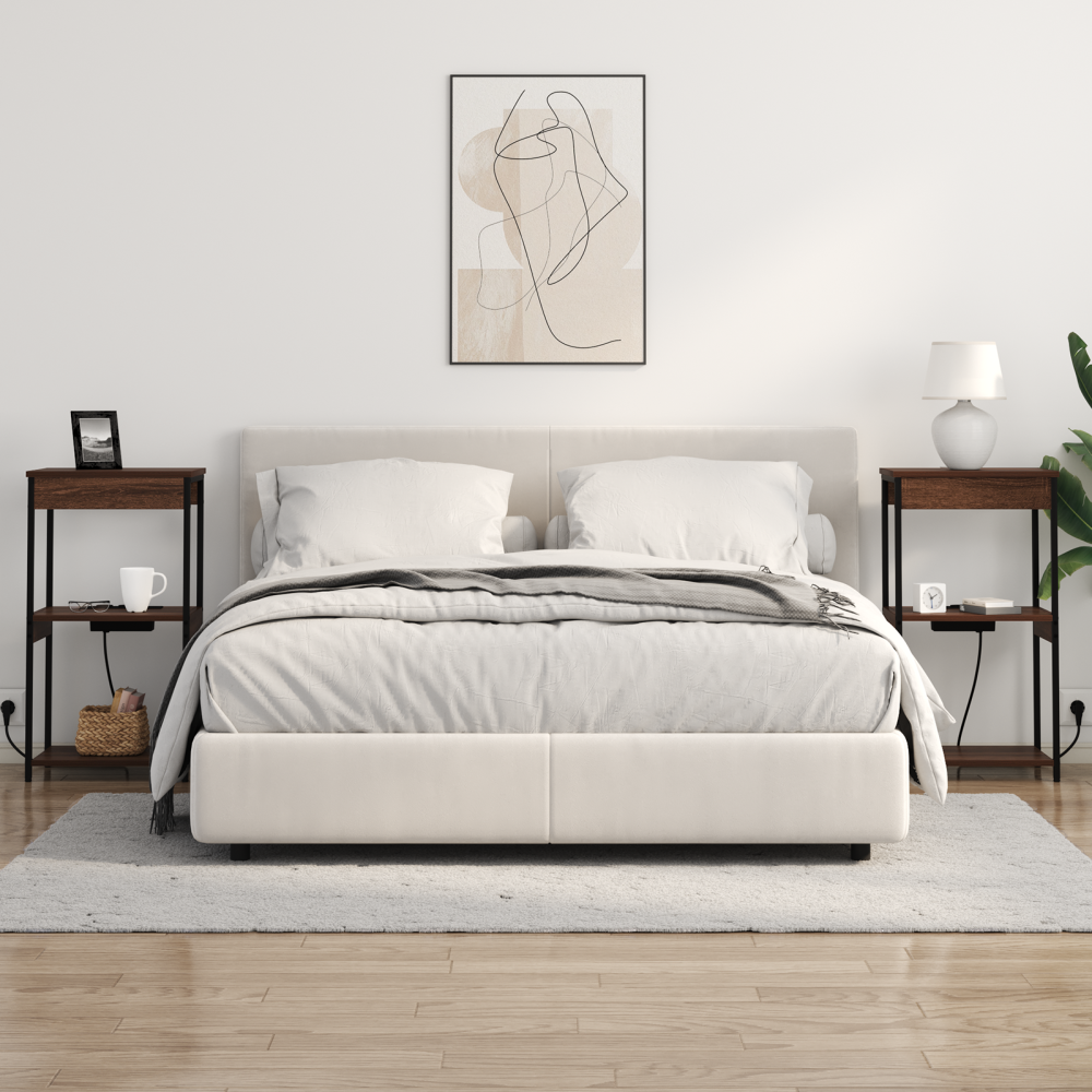 Produktbild för Nattduksbord med hylla Brun Ek 41 x 31 x 76 cm Konstruerat trä