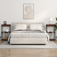 Produktbild för Nattduksbord med hylla Brun Ek 41 x 31 x 76 cm Konstruerat trä