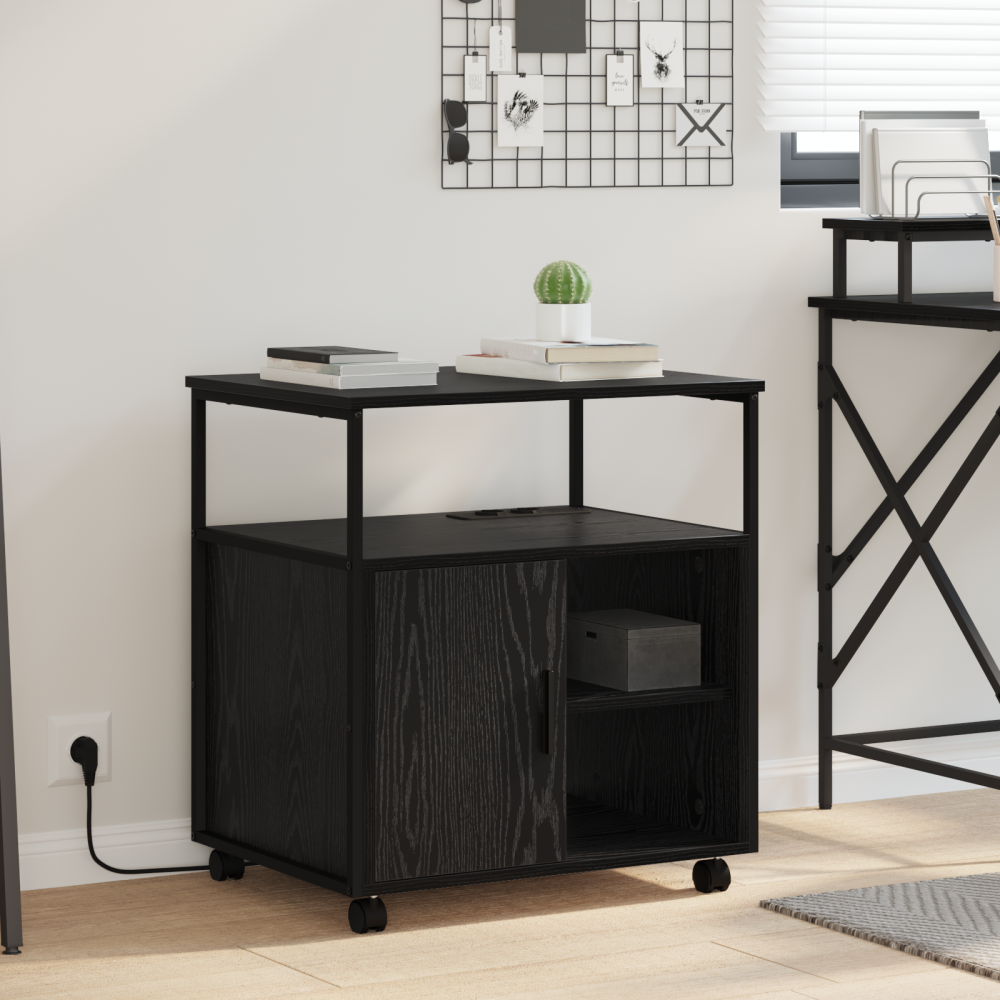 Produktbild för Skåp med laddstation Svart Ek 61 x 46 x 67 cm Konstruerat trä
