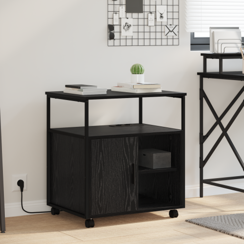 vidaXL Skåp med laddstation Svart Ek 61 x 46 x 67 cm Konstruerat trä