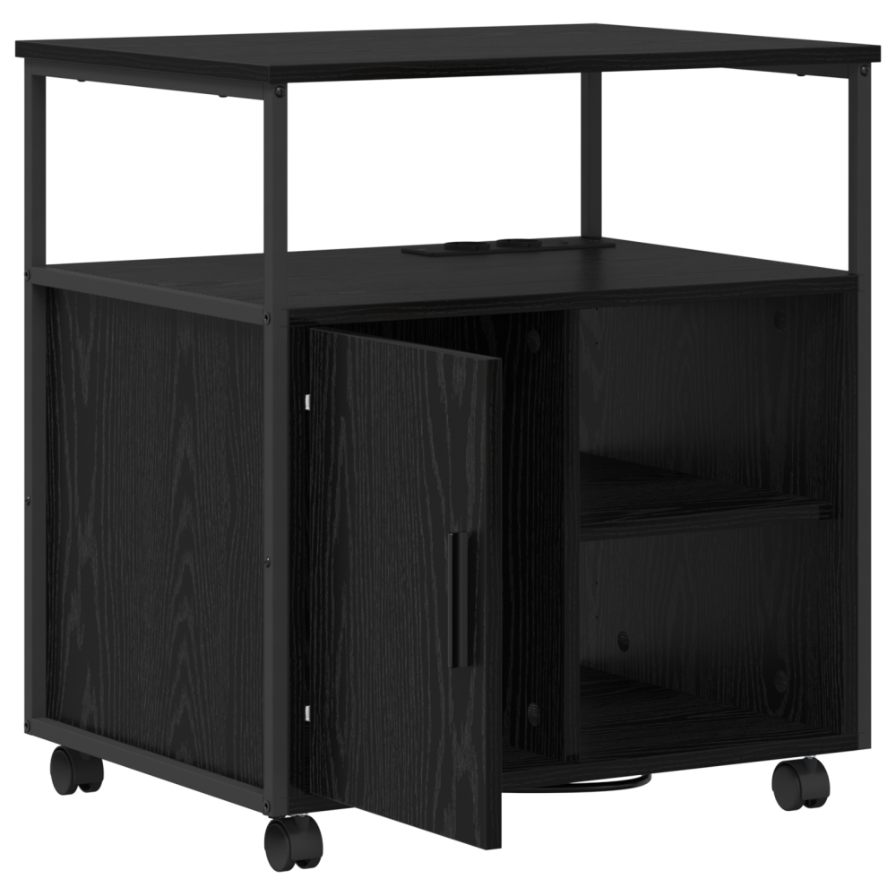 Produktbild för Skåp med laddstation Svart Ek 61 x 46 x 67 cm Konstruerat trä