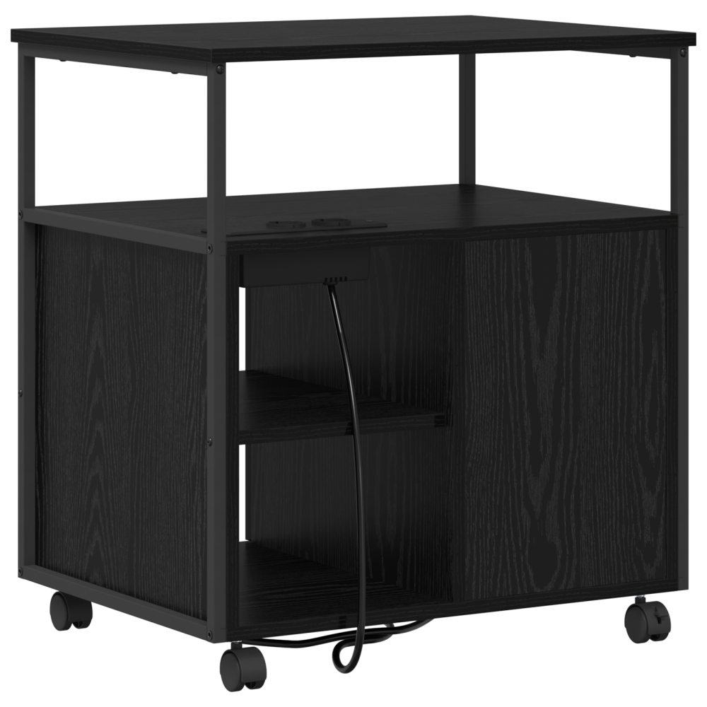 Produktbild för Skåp med laddstation Svart Ek 61 x 46 x 67 cm Konstruerat trä