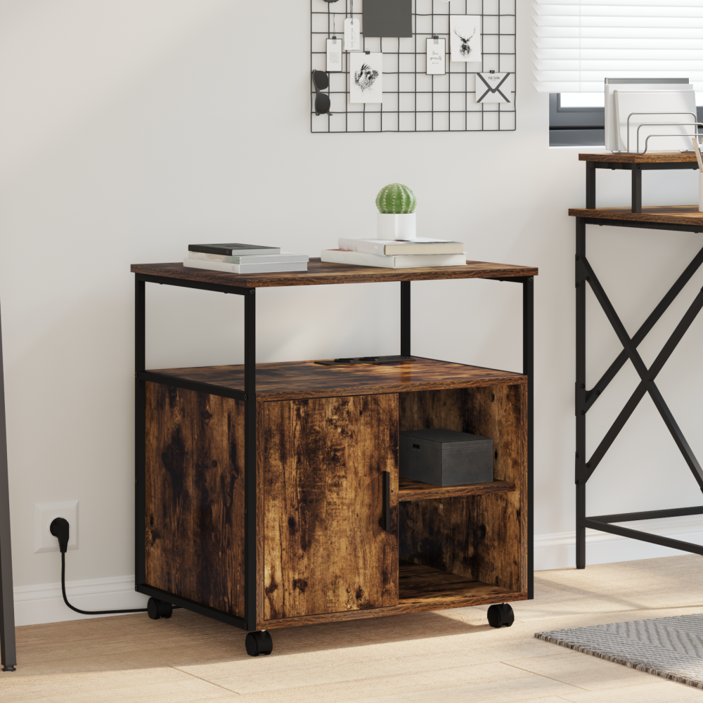 Produktbild för Skåp med laddstation Rökt ek 61 x 46 x 67 cm Konstruerat trä