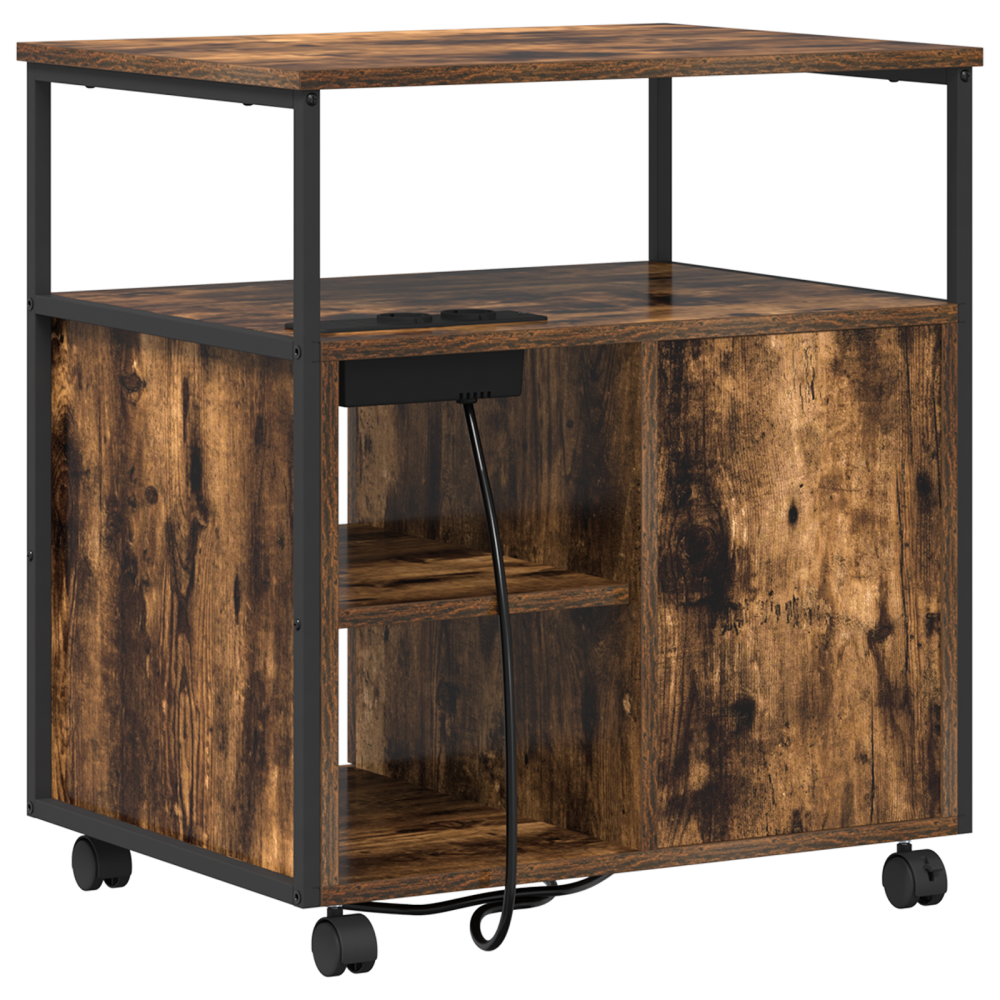 Produktbild för Skåp med laddstation Rökt ek 61 x 46 x 67 cm Konstruerat trä