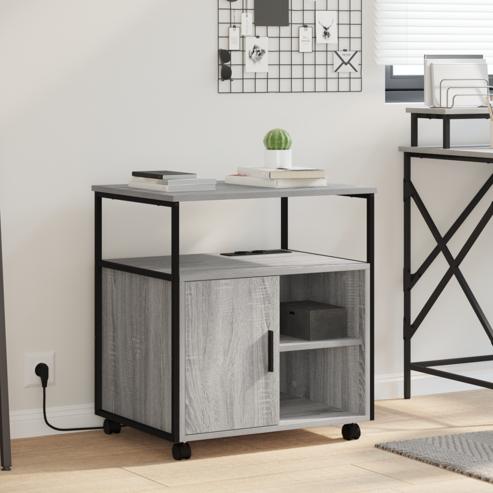 Produktbild för Skåp med laddstation Grå Sonoma 61 x 46 x 67 cm Konstruerat trä