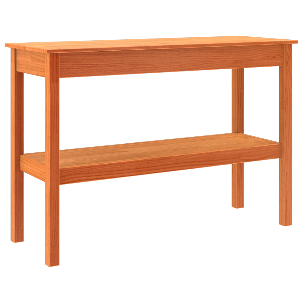 Produktbild för Konsolbord med hylla Vaxbrun 110 x 40 x 75 cm Massivt furu