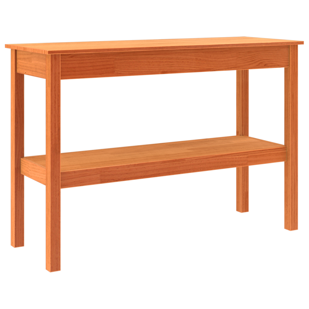 Produktbild för Konsolbord med hylla Vaxbrun 110 x 40 x 75 cm Massivt furu