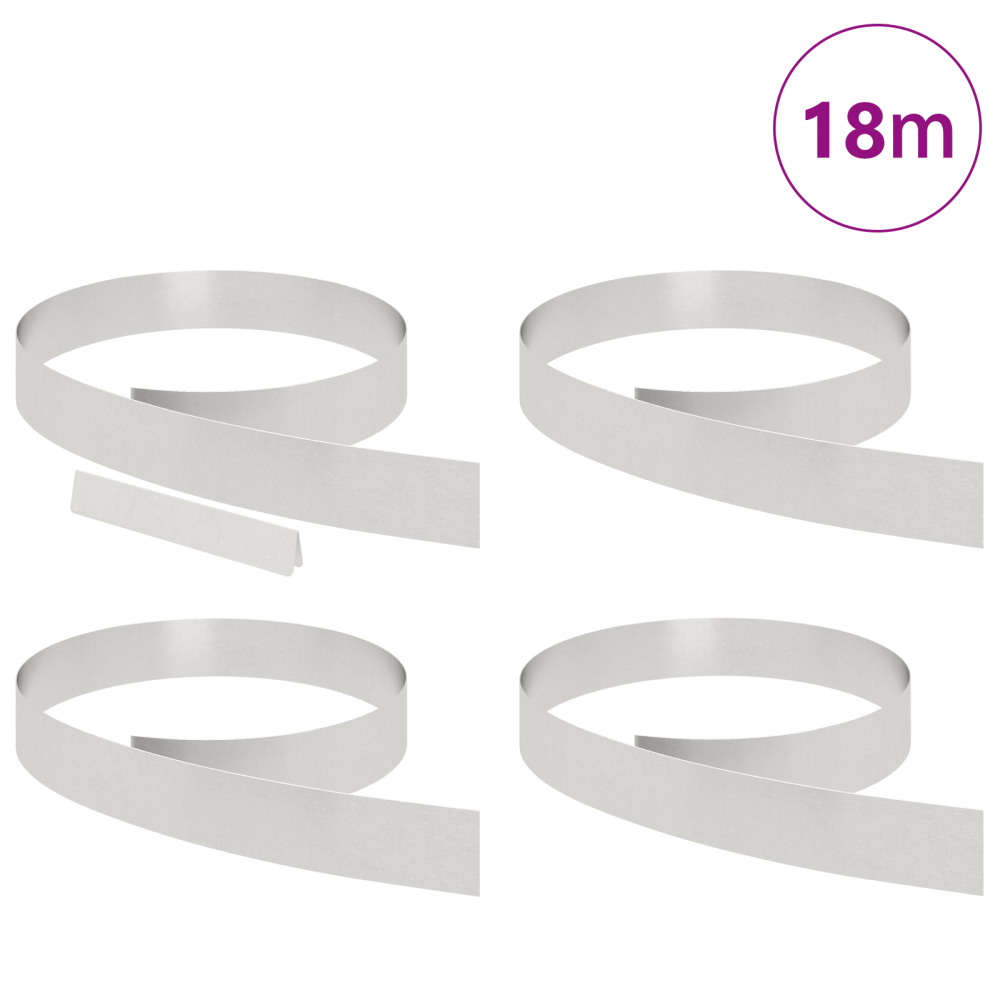 Produktbild för Kant för gräsmatta 4 pcs 450 x 0,05 x 10 cm Rostfritt stål