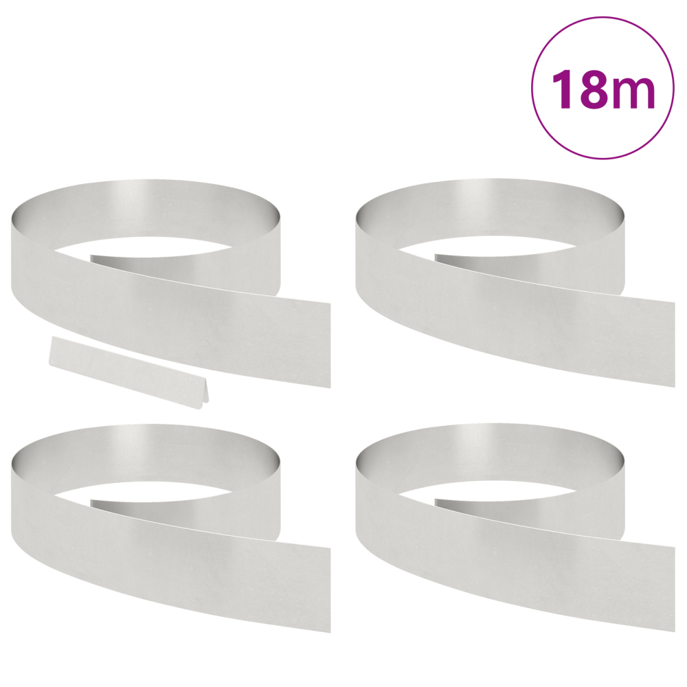 Produktbild för Kant för gräsmatta 4 pcs Silver 450 x 0.05 x 15 cm