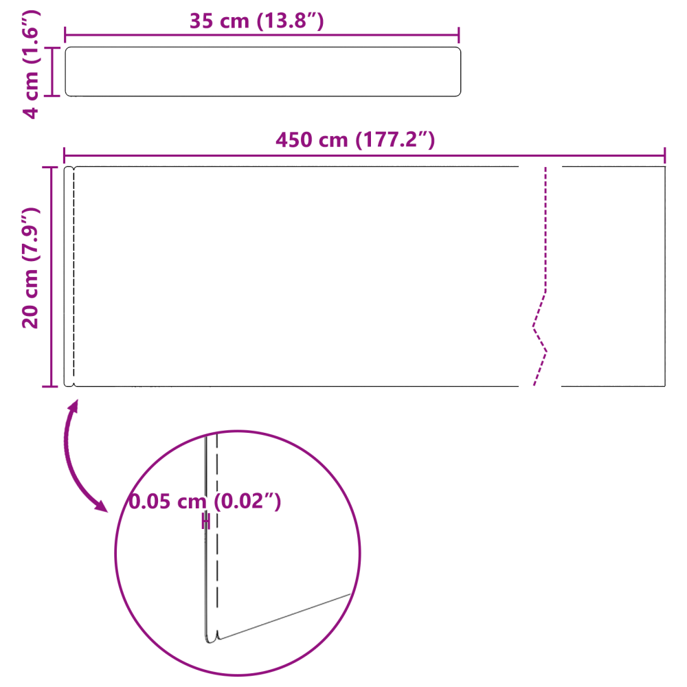 Produktbild för Kant för gräsmatta 4 pcs Silver 450 x 0,05 x 20 cm
