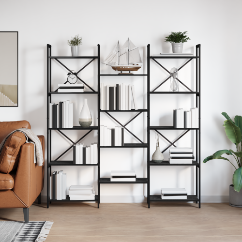vidaXL Hyllsystem Svart Ek 156 x 25 x 167 cm Konstruerat trä