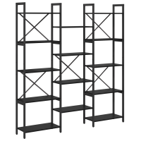 Produktbild för Hyllsystem Svart Ek 156 x 25 x 167 cm Konstruerat trä