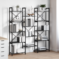 Produktbild för Hyllsystem Svart Ek 156 x 25 x 167 cm Konstruerat trä
